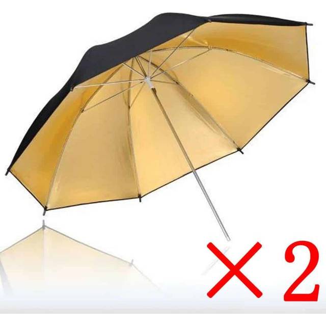 2Pcs 33â/84cm Black & Gold Studio Flash Umbrella Reflective Diffuser for Portrait Product Shooting Photography Studio Lighting Kit