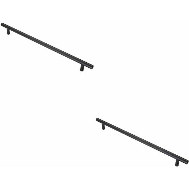 2x T Bar Cupboard Pull Handle 348 x 12mm 288mm Fixing Centres Matt Black