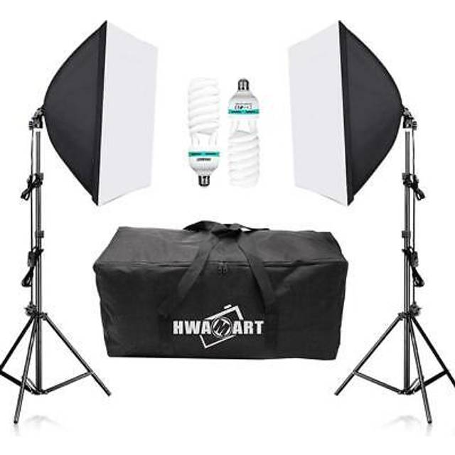 2x 150W Photography Studio Softboxes with Bulbs & Stands