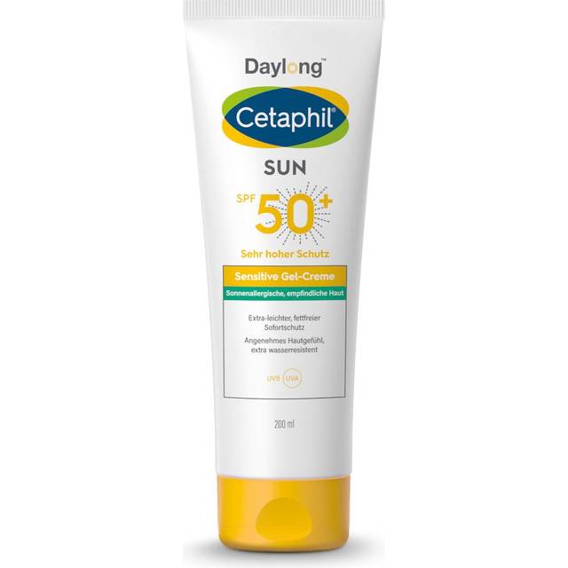 CETAPHIL SUN känslig gelkräm SPF 50+, 200 ml, solskyddsmedel för känslig hud som är benägen för solallergi och malorca-akne, extra lätt, fettfritt solskydd, fritt från parfym och emulgeringsmedel