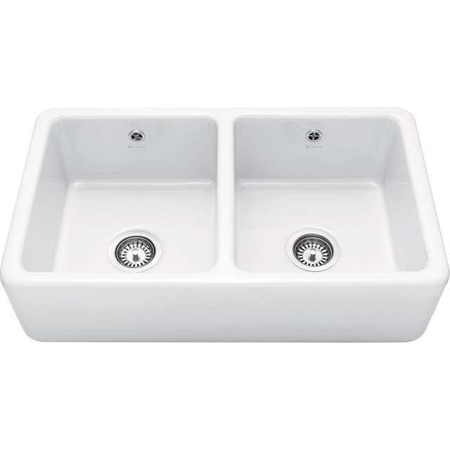 Caple KEMPTON Kempton 80cm Double Bowl Ceramic Sink - WHITE