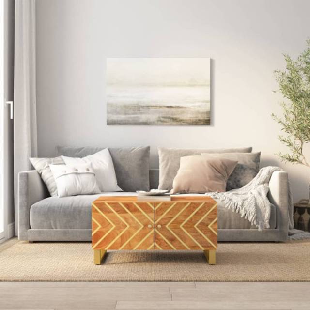 vidaXL Coffee Table Tea Side Table Sofa Table Brown and Black Solid Wood Mango