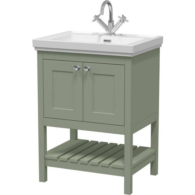 Hudson reed bexley floor standing vanity unit & 1th basin 600mm wide fern green
