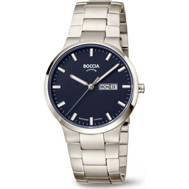 Boccia mäns analog kvartsur med titanarmband 3649-02, silver, Armband