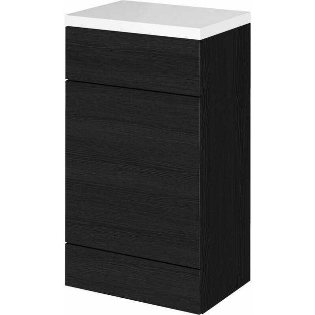 Vasari - Hudson Reed Fusion wc Unit with Polymarble Worktop 500mm Wide - Charcoal Black Woodgrain