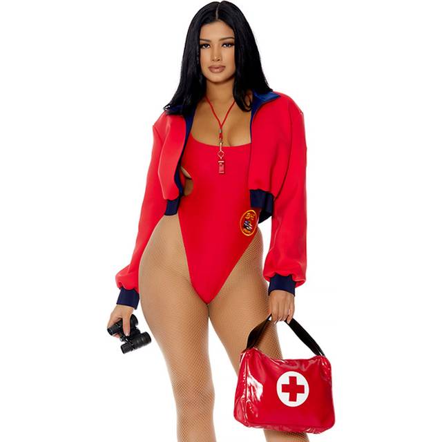 Women's Lifeguard Watch Out Bae Costume - Black&#47;Red (S/M)