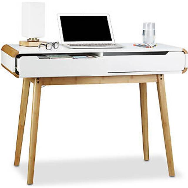 Relaxdays Desk with Drawers, Nordic Design, Vanity, Children’s Writing Table, HxWxD: 73 x 100 x 45 cm, White
