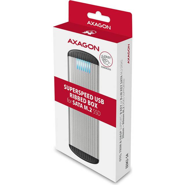 AXAGON EEM2-SA USB micro-B 3.2 Gen 1 - M.2 SATA SSD Tool-Less External Enclosure