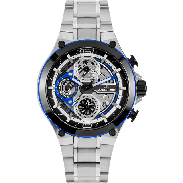 Jacques Lemans Manchester 1-2150D - Herr - 44 mm - Analogt - Quartz - Mineralglas - Black (22 mm)