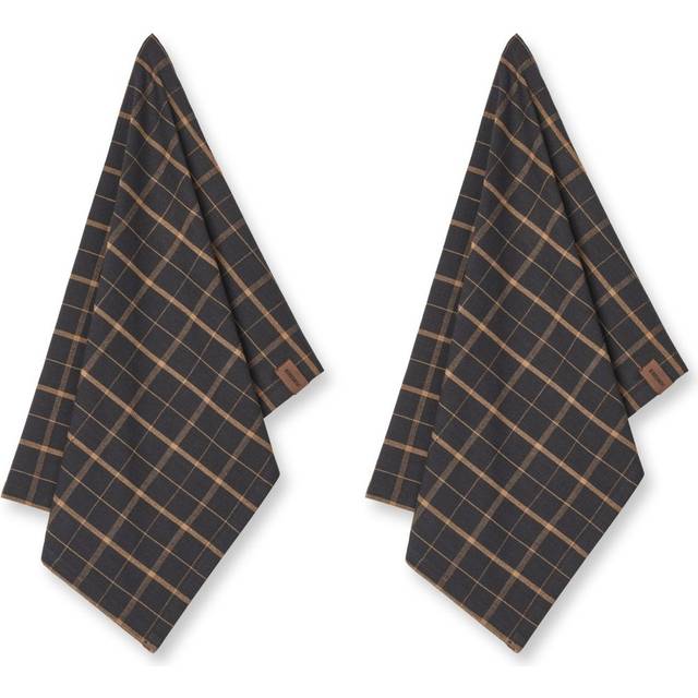 Tea Towel 2-pack, Brown Plaid