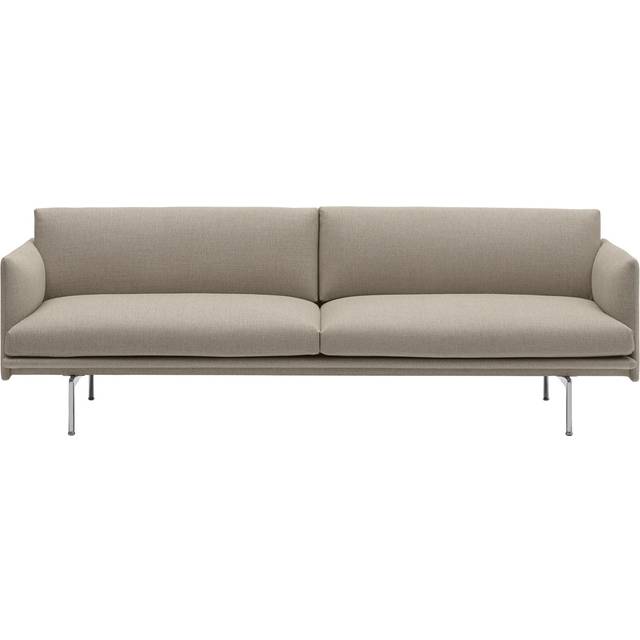 Muuto Outline sofa 3-seat fabric Ecriture 240-Polished Aluminum