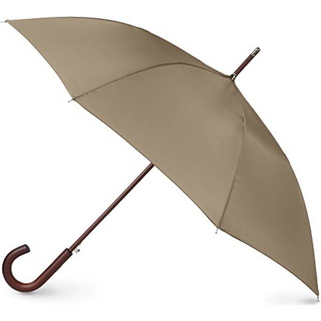 Totes Adult Stately Auto-Open Wooden Stick Umbrella - British Tan one (one size)