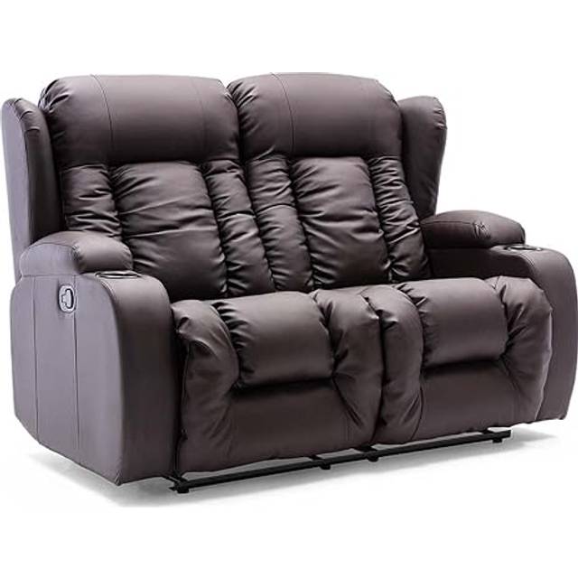 More4Homes Caesar 2 Seater Manual High Back Bonded Leather Recliner Sofa (brown), Brown