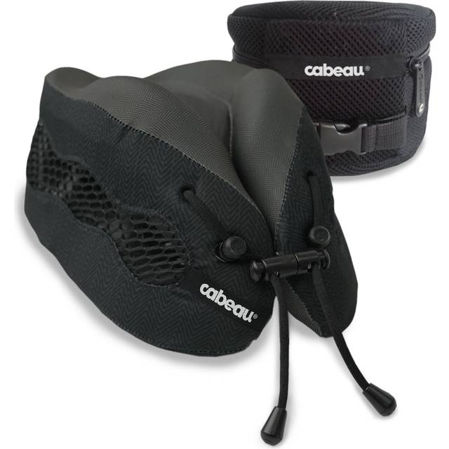 Cabeau Evolution Cool Travel Pillow — Den bästa luftcirkulerande resekudden för huvud och nacke med minneskum — Svart