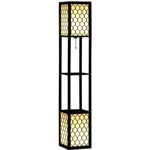 Floor Lamp with Shelves, 2 Light, Modern Standing Lamps for Living Room Bedroom