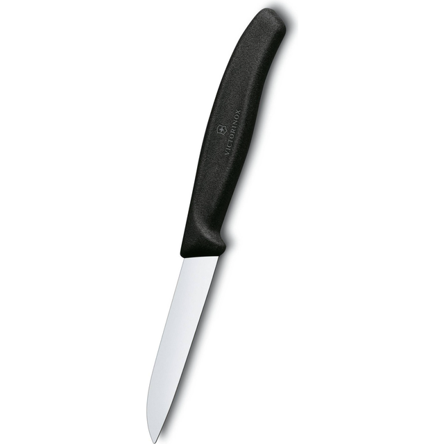 Victorinox, 6,7403, Swiss Classic, grönsakskniv, extra vass blad, med rak slipning, robust plasthandtag, svart, tillverkad i Schweizisk, diskmaskinssäker