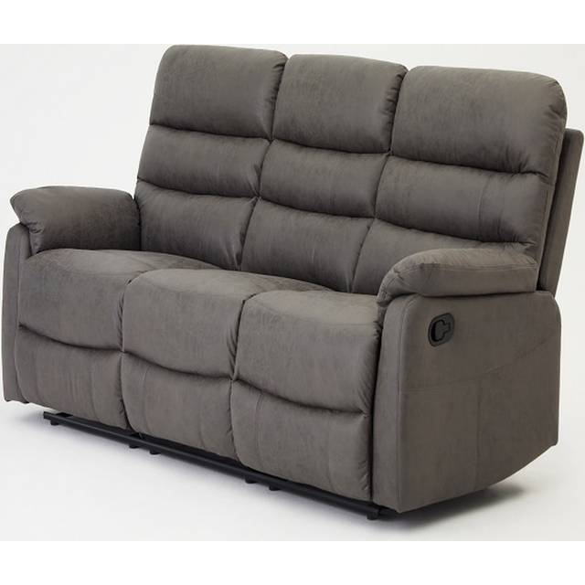 Home Detail Maxwell Grey Air Leather 3-Seater Manual Recliner Sofa, Grey