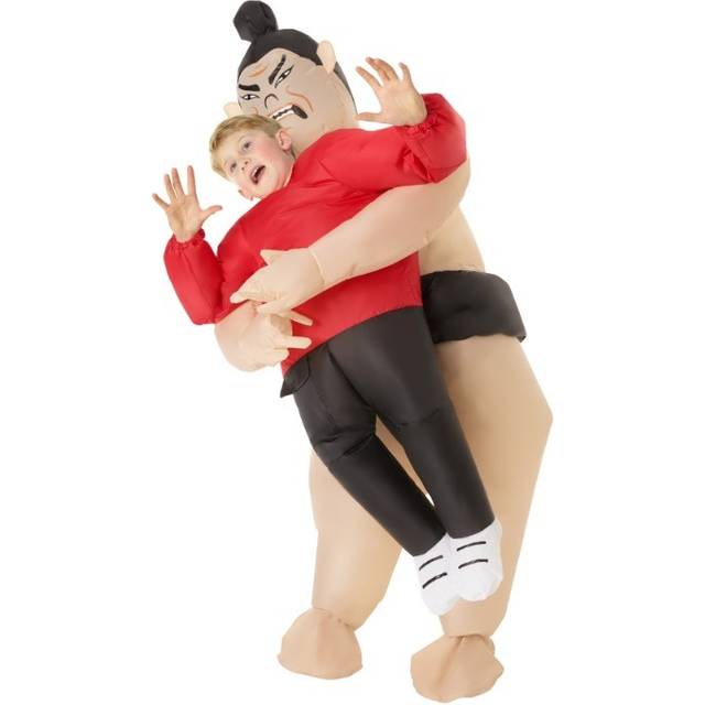Inflatable Sumo Wrestler Pick Me Up Kid's Costume - Black&#47;Brown&#47;Red (One-Size)