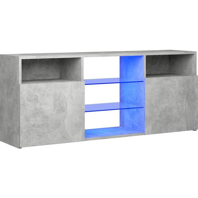 TV-bänk med LED-belysning betonggrå 120x30x50 cm