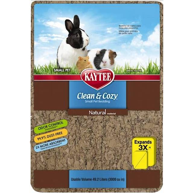 Kaytee Clean & Cozy Strö med luktkontroll för smådjur som möss, ökenråttor, gnagare, hamster, kanin, superabsorberande pappersströ, 99,9% dammfritt, naturligt, 49,2 liter
