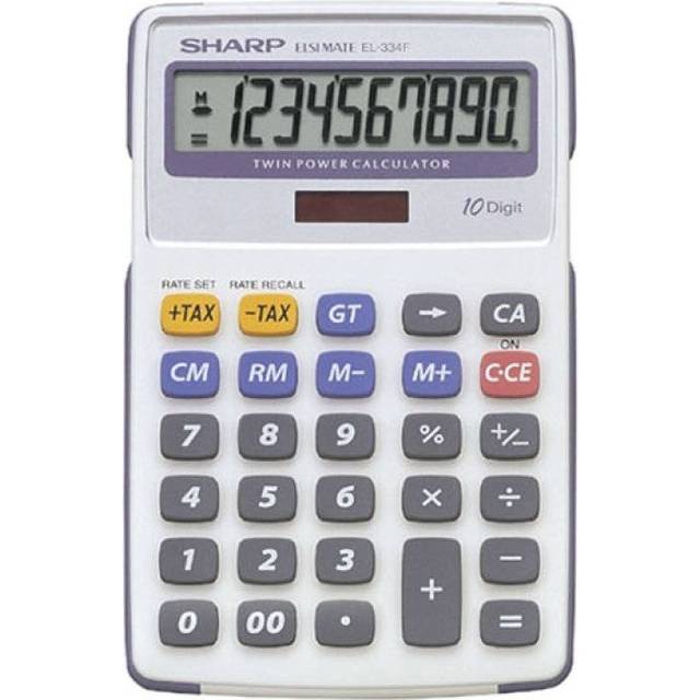 Sharp Calculator Tax Desktop Battery/Solar-power 10 Digit Ref EL334FB