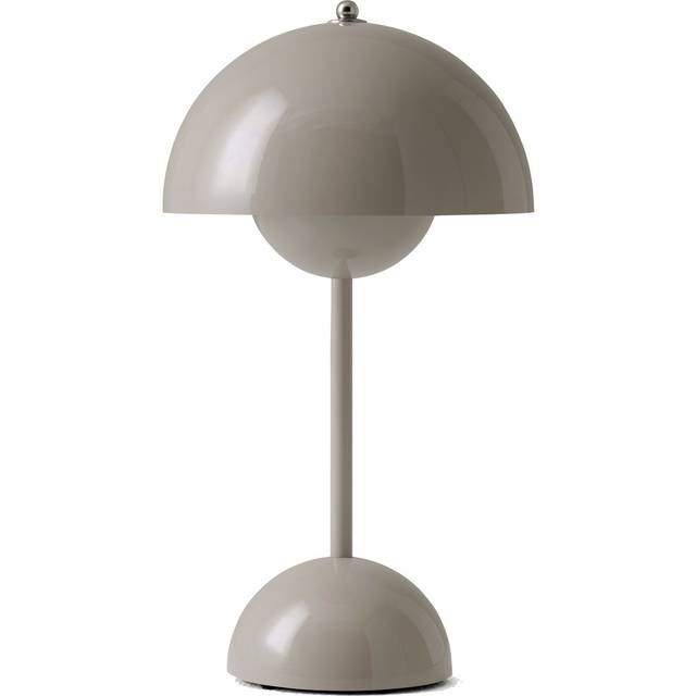 &Tradition - Flowerpot VP9 LED Battery Table Lamp - grau-beige/glänzend/H x Ø 29,5x16cm/3W/2700K/104lm/CRI>90/Touch-Dimmer/mit magnetischem Ladekabel - grey beige (29.5 x &#8960;16.0cm)