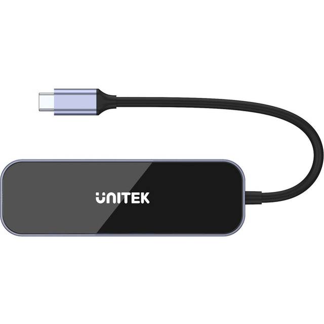 UNITEK Aluminium USB A 3.1 Gen1 hub 5 Gbps Power Delivery 100 W med 15 cm kabel USB-C kontakt 6 portar 3 x USB-A 1 x HDMI 1 x USB-C och 1 x 1,4 Gigabit Ethernet RJ45 Plug and Play