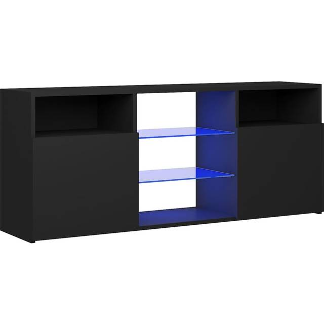 TV-bänk med LED-belysning svart 120x30x50 cm