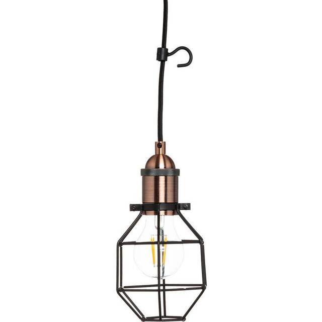 Litecraft Beca Ceiling Pendant Wall Plug in Cable Light Black, Copper