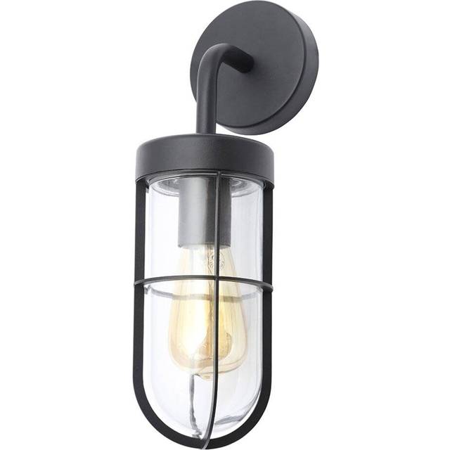Litecraft Astley Wall Light Outdoor Industrial Cage Styled IP44 Fitting - Black