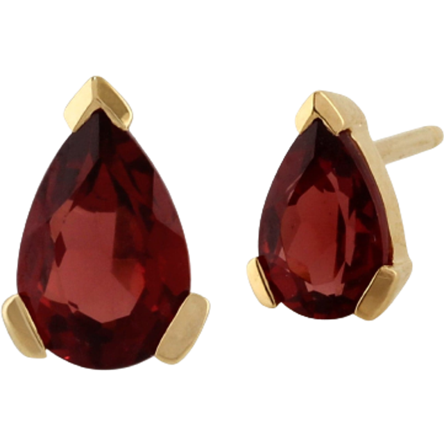 Classic Pear Garnet Stud Earrings in 9ct Yellow Gold 6.5x4mm