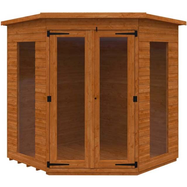 6 x 6 Feet Full Pane Cornerhouse 12mm Shed - Solid Wood/Softwood/Pine - L175 x W175 x H209 cm - Burnt Orange