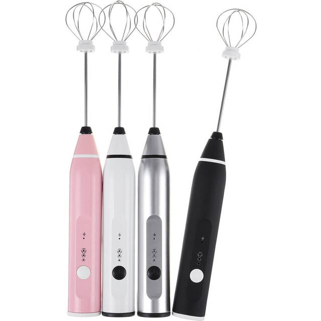 (Pink) 3 IN 1 Electric Hand Mixer Milk Frother Rechargeable 3 Speed Mixer Stirrer Egg Beater Home