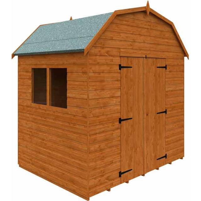 6 x 8 Feet Barn 12mm Shed - Solid Wood/Softwood/Pine - L175 x W235 x H261.3 cm - Burnt Orange