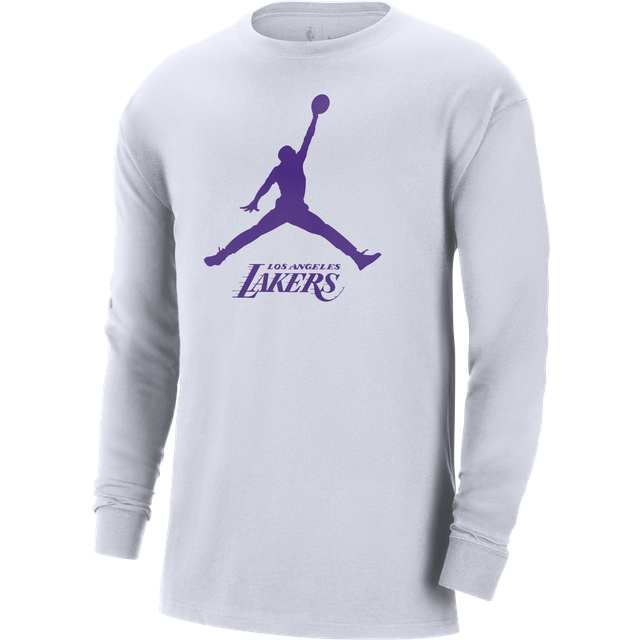 Jordan, Topp, Herr, L, Bomull, Lakers Långärmad T-shirt - white (L)