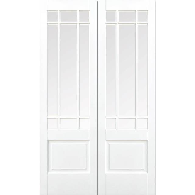 LPD Downham 1P 9L Clear Bevelled Glazed Internal Door Pairs 1981 x 1219mm Primed White