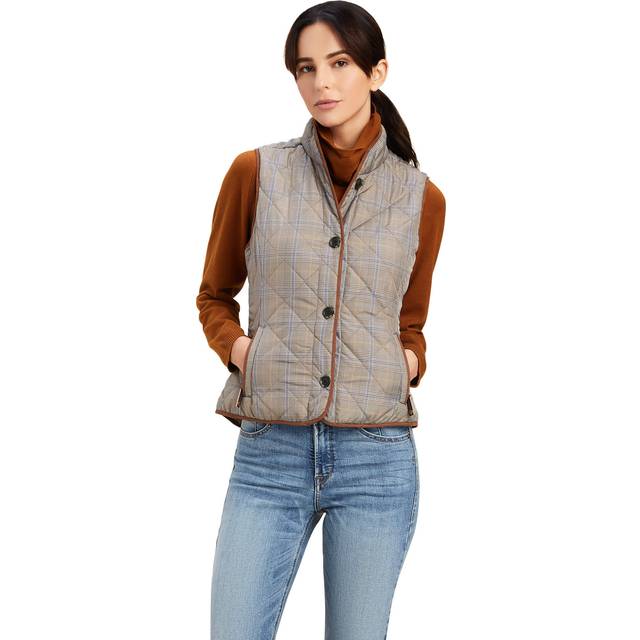 Women's Woodside 2.0 Quilted Gilet in Glen Plaid, Size Small, by Ariat