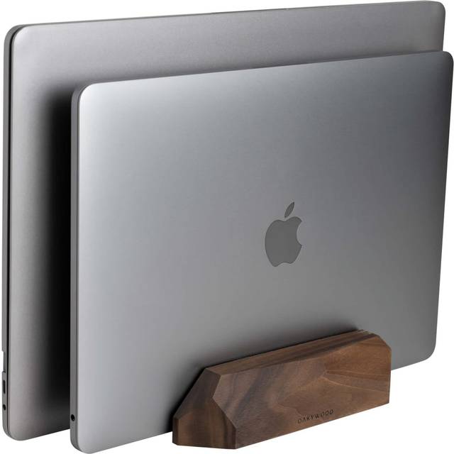 OAKYWOOD - Stativ för Bärbar Dator Vertikalt - Stativ för Bärbar Dator i Trä - Hållare för 2 Bärbara Datorer - kompatibel med MacBook Pro, kompatibel med MacBook Air, kompatibel med iPad - Ek