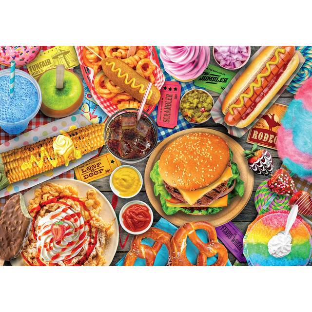 Buffalo Games - LARS - Fun Fair Food - 300 Piece Jigsaw Puzzle for Adults Challenging Puzzle Perfect for Game Nights - Finished Puzzle Size is 21.25 x