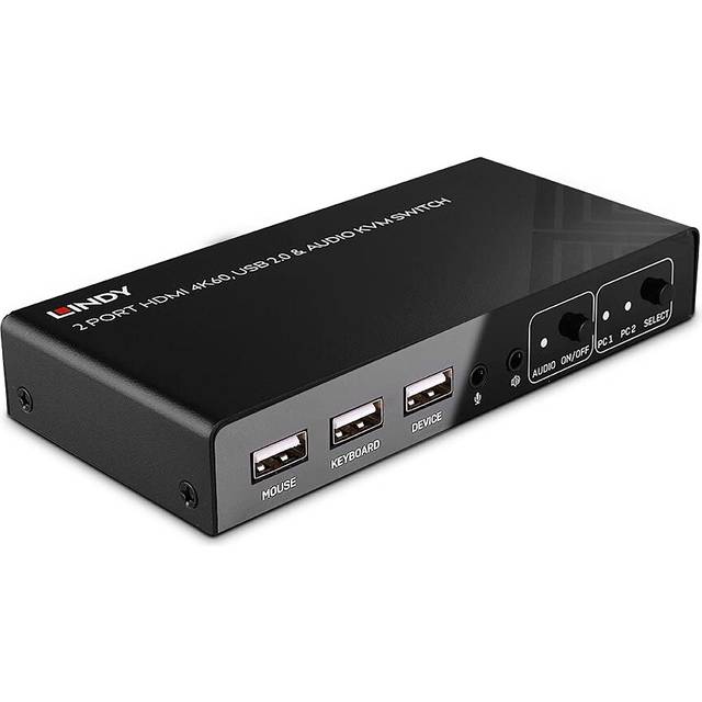 Lindy 2 Port HDMI 4K60 USB 2.0 and Audio KVM Switch