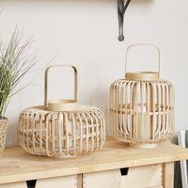 Bamboo Garden Lantern Duo with TruGlow® Candles - Warm White
