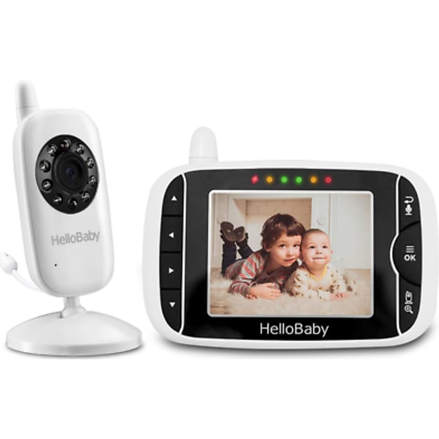 HelloBaby HB32 Wireless Video Baby Monitor with Digital Camera, 3.2 Inch Screen Night Vision Temperature Monitoring & 2 Way Talkback System UK Interfa