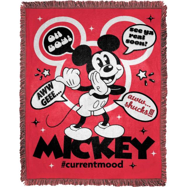 Mickey Mouse Awww Shucks Woven Jacquard Throw Blanket - Black&#47;Red&#47;White (One-Size)