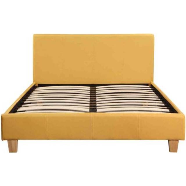Prado 4'6" Double Bed Frame - Mustard Fabric - Yellow