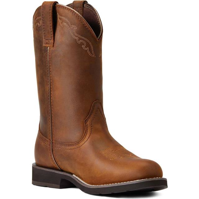 Women's waterproof leather western boots Ariat Delilah Round Toe H2O - Marron