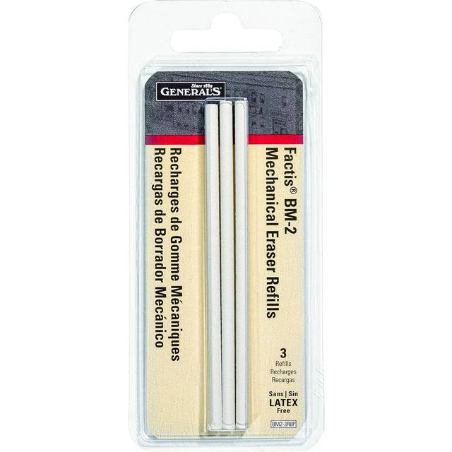 General's Factis Pen Style Mechanical Eraser Refills 3/PkgBM2-3RBP