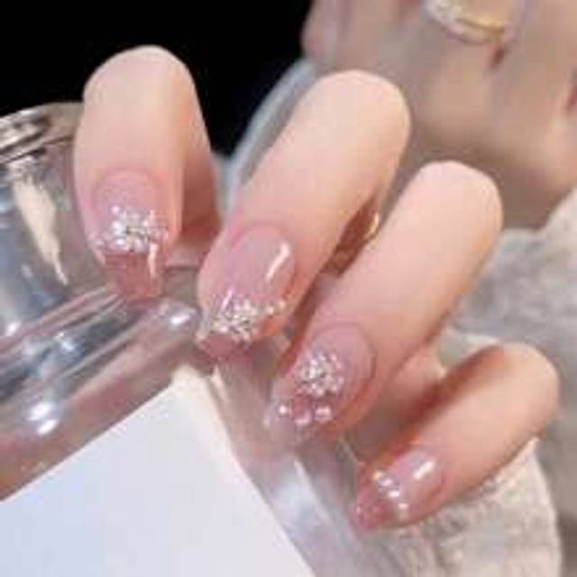 SHEIN Upgrade Your Look With 24pcs Long Coffin Faux Pearl Decor Full Cover Fake Nail Set Press On Nails Nail Supplies