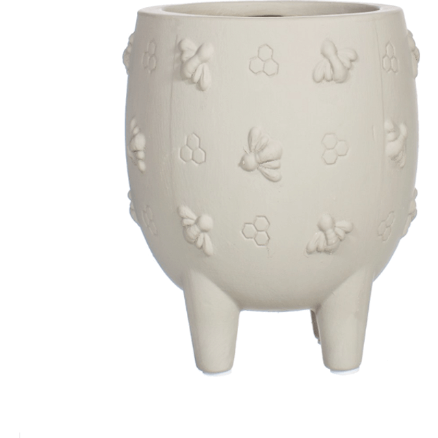 Sass & Belle Legged Cement Planter Slate Grey Bees Home Plant Desk Pot