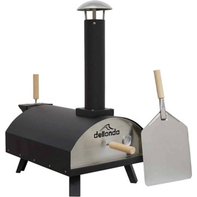 "Portable Wood-Fired 14"" Pizza Oven and Smoking Oven, Black/Stainless Steel - DG10"