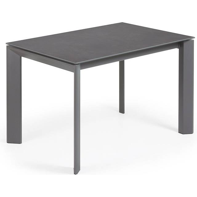 Axis extendable porcelain table with Volcano Rock finish and dark grey steel legs, 120 (18 - Grey